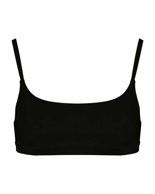 Cotton Scoop Bralet, Black