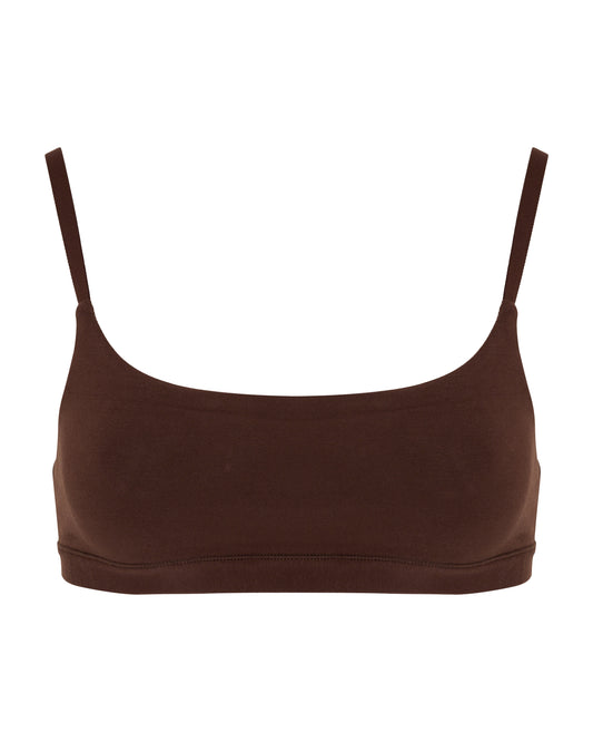 Cotton Scoop Bralet, Coffee