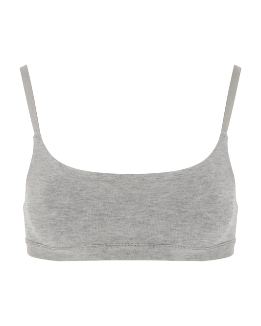 Cotton Scoop Bralet, Grey Marle