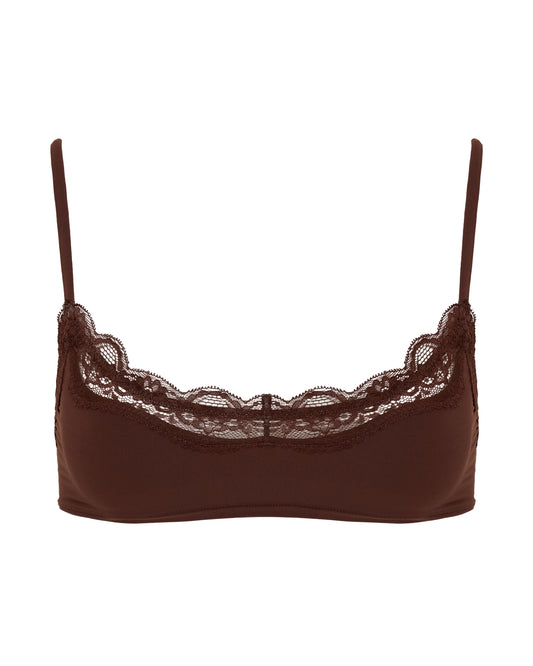 Lace Scoop Bralet, Coffee