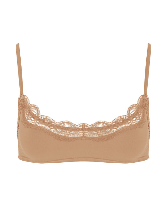 Lace Scoop Bralet, Tan