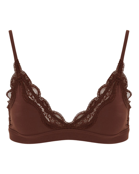 Lace Triangle Bralet, Coffee