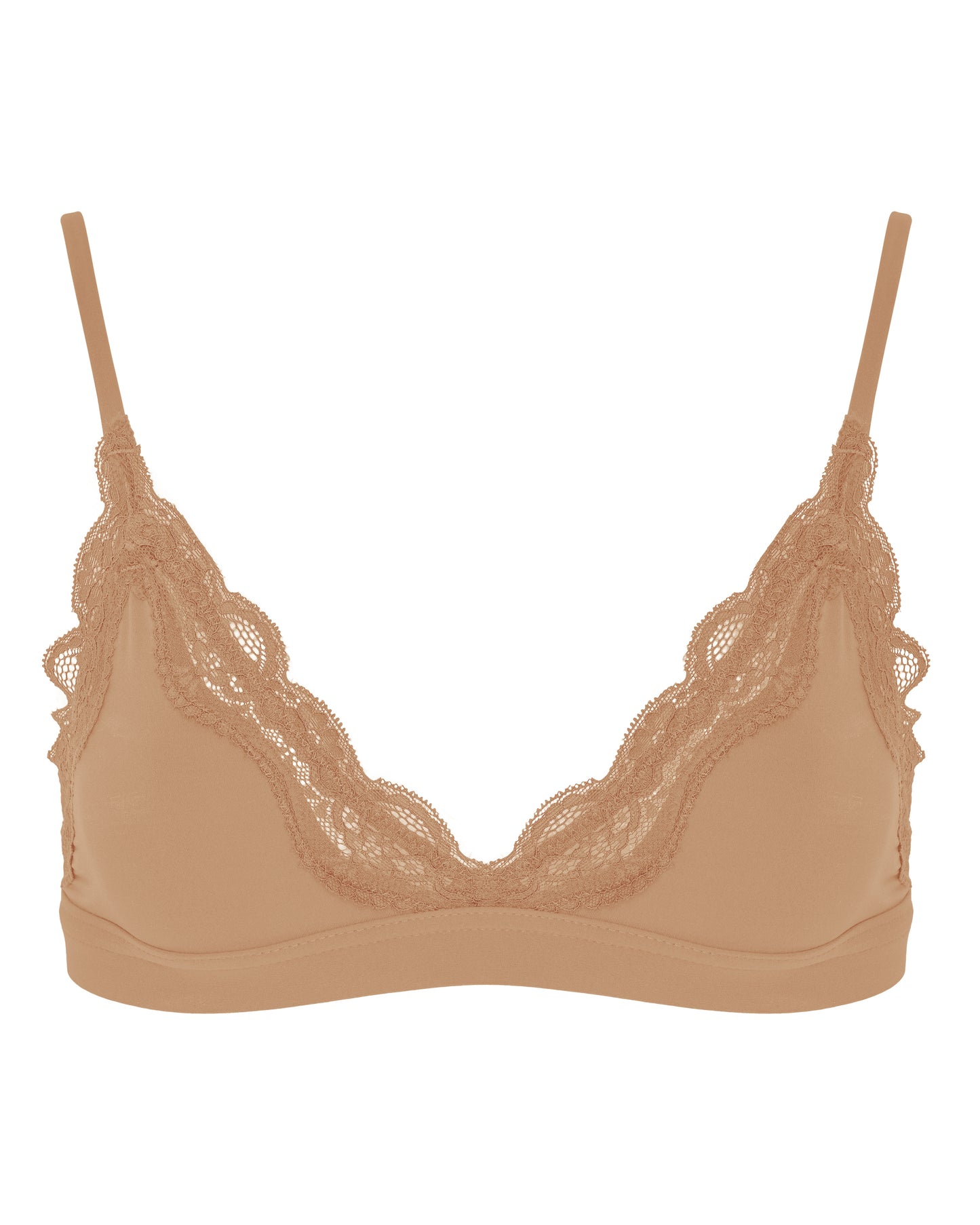 Lace Triangle Bralet, Tan