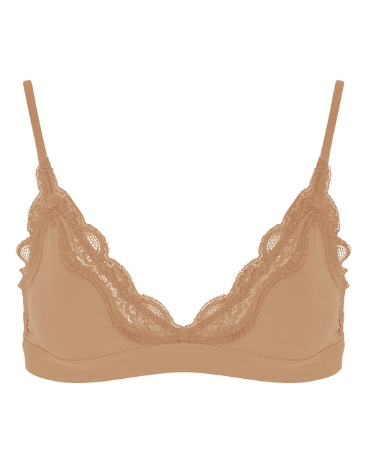 Lace Triangle Bralet, Tan