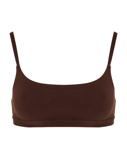 Cotton Scoop Bralet, Coffee