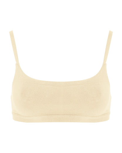 Cotton Scoop Bralet, Cream