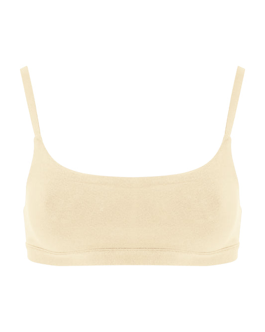 Cotton Scoop Bralet, Cream