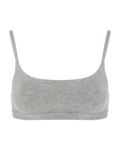 Cotton Scoop Bralet, Grey Marle