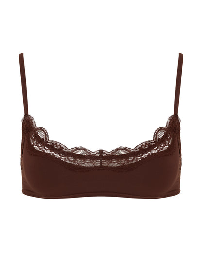 Lace Scoop Bralet, Coffee