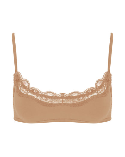 Lace Scoop Bralet, Tan