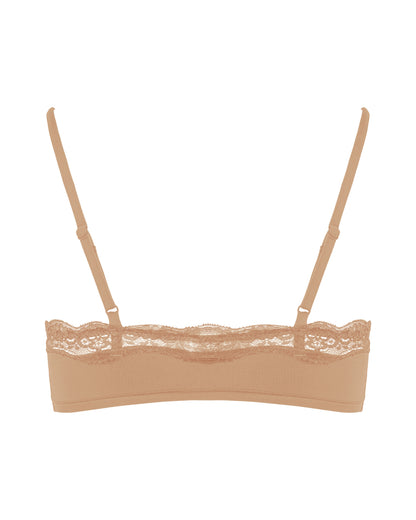 Lace Scoop Bralet, Tan