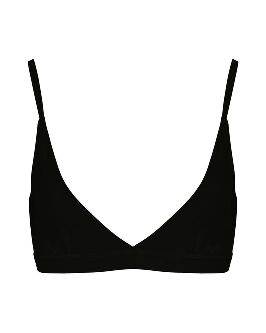 Cotton Triangle Bralet, Black