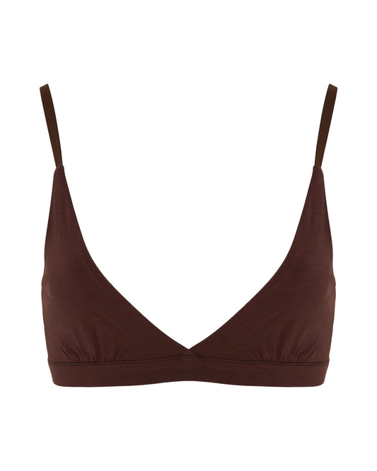 Cotton Triangle Bralet, Coffee