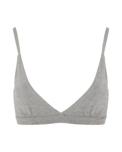 Cotton Triangle Bralet, Grey Marle