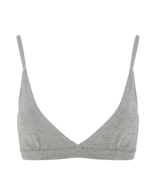 Cotton Triangle Bralet, Grey Marle