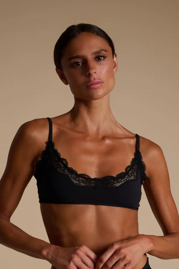 Lace Scoop Bralet, Black